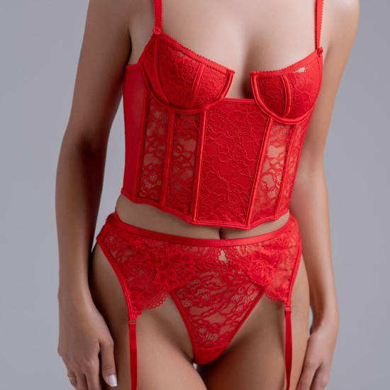 Red velvet lingerie set