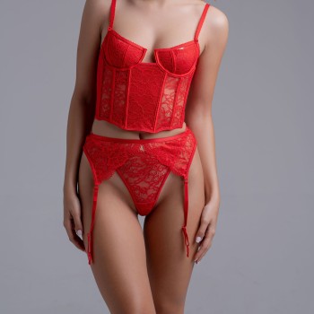 Red velvet lingerie set