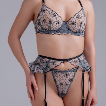 Flower lingerie set black