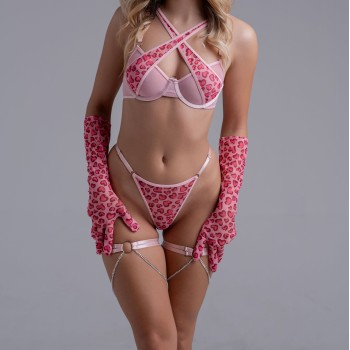 Pink heart lingerie set